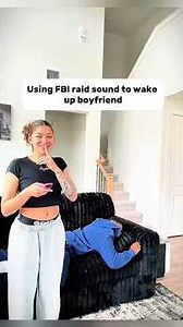 Using FBI raid sound to wake up boyfriend 😂 #pranks #funny #epicfails #scarepranks #scare #scarecam