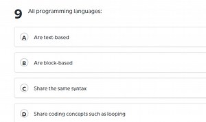 9All programming languages:A Are text-basedB Are block-ba... | Filo
