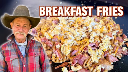 Waffle Fries for Breakfast? Loaded with Bacon, Ham, Egg and Cheese