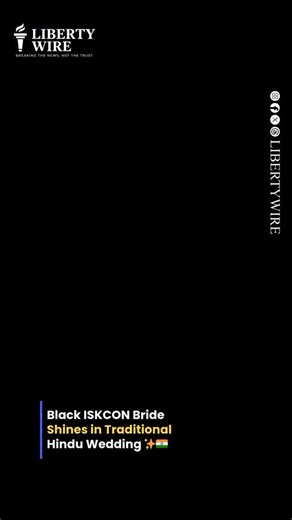 Liberty Wire on Instagram: "Black ISKCON Bride Shines in Traditional Hindu Wedding ✨🇮🇳 A heartwarming moment as a Black ISKCON bride and her bridesmaids celebrated their wedding in full traditional Indian Hindu attire 🌺✨. Their look reflects how Sanatan culture continues to inspire people globally, beyond race, borders, and background 🌏🙏. A beautiful reminder that Hindu traditions are universal, inclusive, and deeply spiritual 💛. #ISKCON #HinduCulture #SanatanDharma #IndianTraditions #Cult