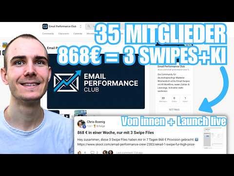 Unsere 1. Skool Community: Email Performance Club von innen (35 Mitglieder + 868€ mit 3 Swipes)