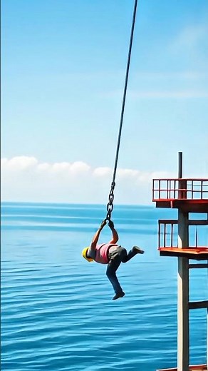 EXPLOSIVE ESCAPE! Worker Survives Bridge Cable Blast by Hanging onto the Wreckage! #viralvideo #fail