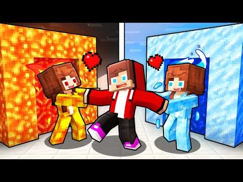 The Ice Girl and Lava Girl try to Pull JJ into their PORTALS - Maizen Minecraft Animation
