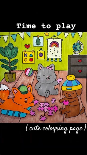 It’s Play Time 🧩 Cute Animal Coloring Book #shorts”