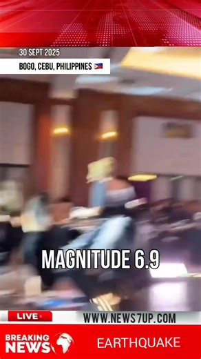 Breaking News 🌍 📅 30 September 2025 📍 Bogo, Cebu, Philippines 🇵🇭 A powerful 6.9-magnitude earthquake struck near Cebu, with its epicenter just 13 km from Bogo at a shallow depth of 10 km. Strong tremors were widely felt across multiple Philippine islands, causing alarm among residents. Authorities are assessing the extent of damage and possible casualties. #hilights #CaughtOnCamera #ShockingVideo --- 🔴 Disclaimer No copyright infringement intended. We do not own the original footage or ima