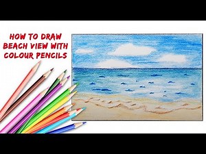 How to draw beach view with colour pencils | colour pencil drawing for beginners | Wings of your art