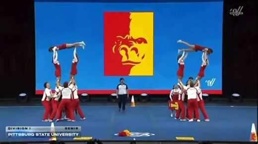 We made it to the finals, placed 3rd. I’m so proud of you all!!!! #pittstatecheer #Seniormama | Sherry Edwards