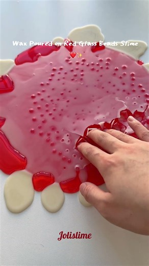 Red Glass Bead Slime ASMR: Satisfying Hot Wax Pour & Deep Crunches