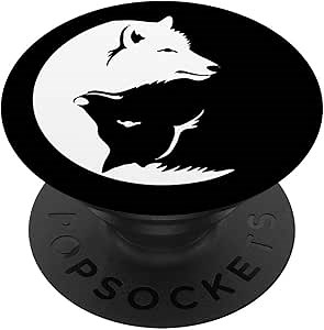 Yin Yang Wolf Wolves Birthday Christmas Gift PopSockets PopGrip: Swappable Grip for Phones & Tablets