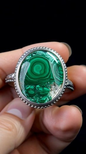 Malachite in Quartz ring silver #malachite #quartz #gems | Gemstone and jewelry