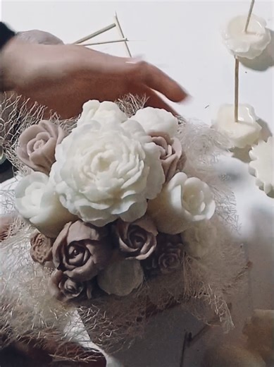 Handmade Candle Box Assembly with Wax Roses