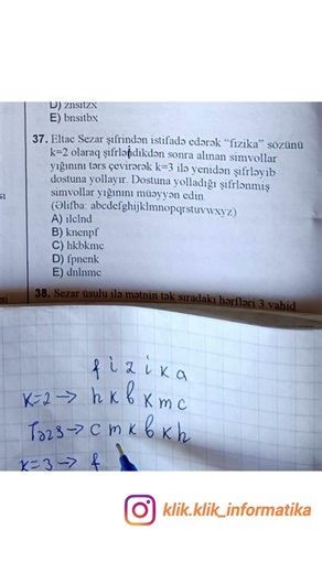 Sezar şifrələmə (Dim İnformatika 2025)