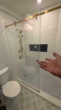 Sliding Shower Door - Large Shower with Brushed Gold Hardware