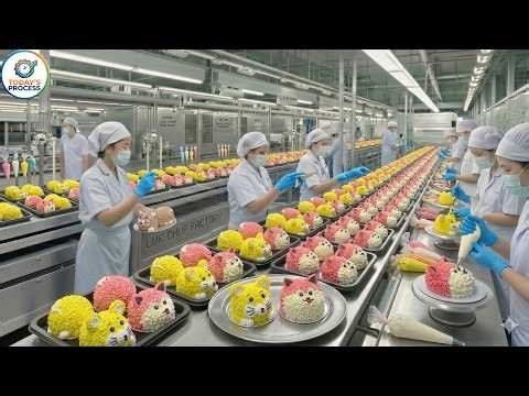 Inside a Mega Cake Factory: Birthday Chocolate Cakes on a High-Speed Line (Full Process)