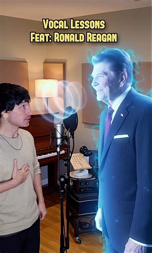 Today I did vocal lessons with Ronald Reagan showing him how to use breath support. Kinda. | Christian O'neal