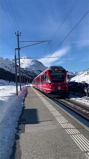 Train and snow ❄️ Treno del Bernina! Bernina Express ❤️❄️ #snow #bernina #train #travel #shorts