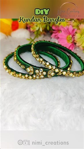 Turn Simple Bangles into Wedding Kundan Bangles 💚✨ #diy #bangles #shorts