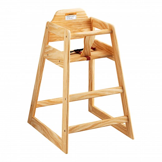 Lancaster Table & Seating Standard Height Wooden High Chair with Natural Finish - Unassembled