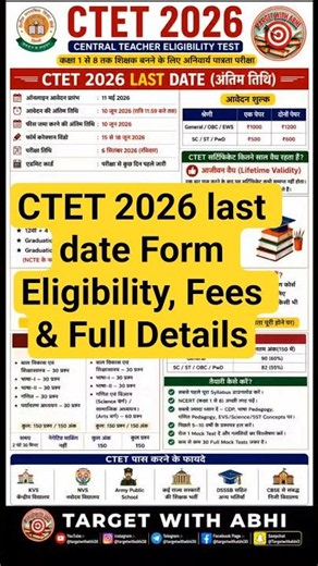 CTET 2026 Form Last Date | CTET 2026 Eligibility | D.El.Ed B.Ed Admission Students Eligible