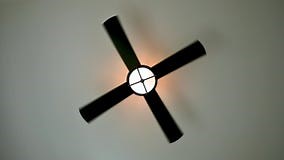 Ceiling Fan Spinning on Low Speed with Light on Stock Footage - Video of spin, fast: 235472154