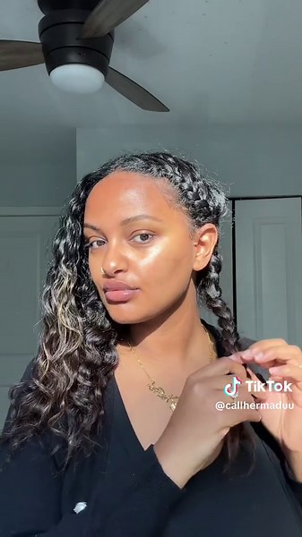 Braid out on semi straight hair! #fyp #braidout #naturalhair