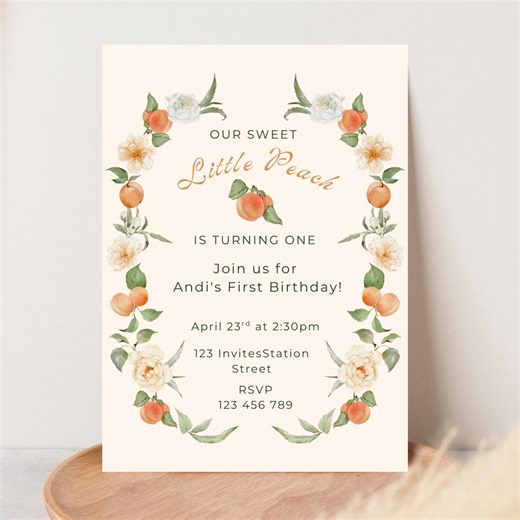 Sweet Little Peach Birthday Invitation, Peach First Birthday Invite, Little Peach Birthday Party Invitation Template, Peach Birthday Invite - Etsy Canada
