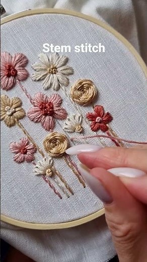 Stem Stitch Basics 🌿 | Nursery Flowers Embroidery #embroidery #tutorial #diy #handmade #stitch #art