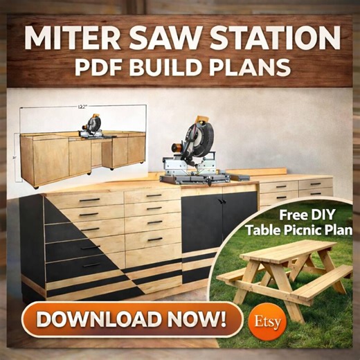 Miter Saw Station PDF Build Plans   FREE Picnic Table Plans | DIY Woodworking Workbench Project | Instant Digital Download - Etsy UK