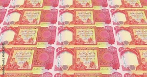 Banknotes of twenty five thousand dinars iraq rolling, cash money, loop