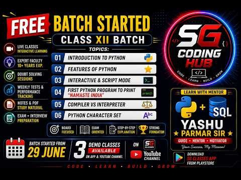 CLASS 1 INTRODUCTION TO PYTHON PROGRAMMING CLASS XI & XII