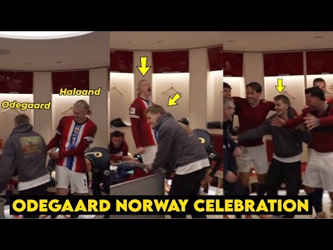 🤯Martin Odegaard & Haaland Celebrates & Chant Norway World Cup Qualification in Dressing Room🔥