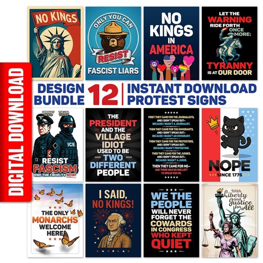 Anti-trump Signs, INSTANT DOWNLOAD, No Kings Protest, Rally Signs, Anti-fascist - Etsy