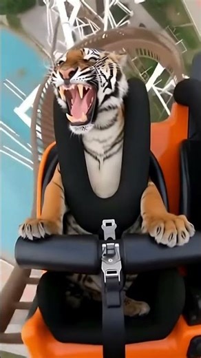 Screaming Tiger on a Roller Coaster