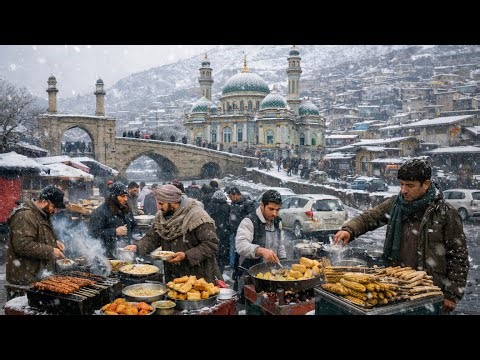 SNOW DAY STREET FOODS IN KABUL 🇦🇫AFGHANISTAN