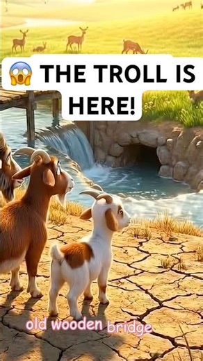 The Troll is Coming! 😱🐐 | Three Billy Goats Gruff #shorts