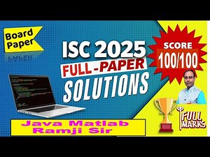 ISC Computer Science 2025 Full Paper Solution 🔥 Score 100/100 with Java Matlab Ramji Sir! 🚀#ISC2025