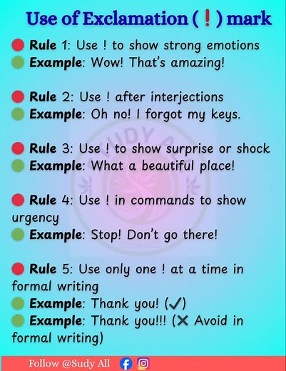 ✅ Exclamation rules . . . . . #englishtips #grammartips #shorts | Study All