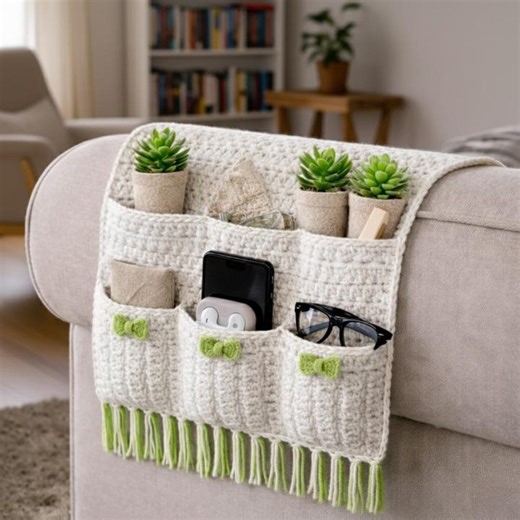 Crochet Sofa Arm Organizer Pattern PDF, Couch Caddy With Pockets, Easy Home Storage Crochet, Beginner Friendly Armrest Organizer - Etsy UK