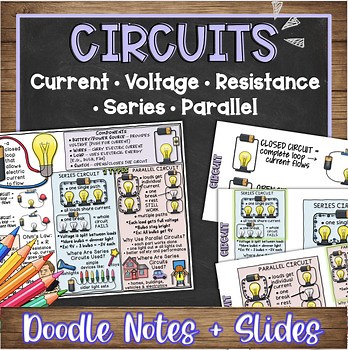 Circuits Doodle Notes & Quiz + PowerPoint | Electricity • Voltage • Current