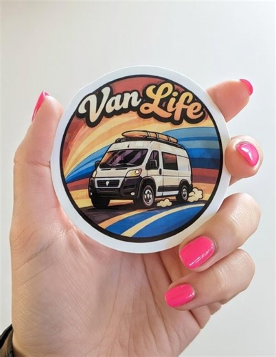 Van Life Sticker: Retro Sunset Camper Van, Waterproof Vinyl Decal - Etsy