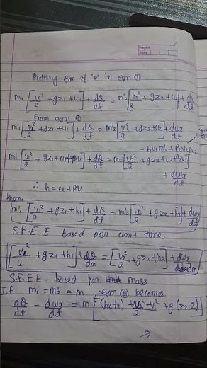 Engineering Thermodynamics unit-1 (Part-2) Steady flow energy equation and applications #engineering