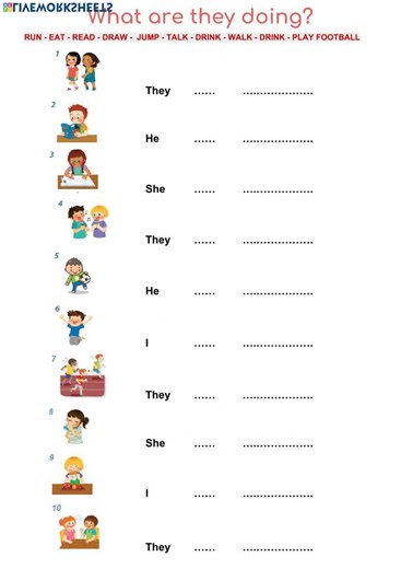 Present Continuous online worksheet for Grade 3