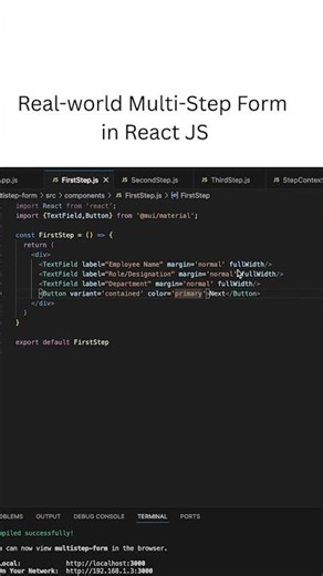 Real-world Multi-Step Form in React JS #reactjs #react #frontend #materialui