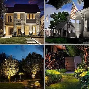 LEONLITE 3CCT 5W Low Voltage Landscape Spotlight, 2700K/3000K/4000K Selectable, 23.6Inch Tall Tree Spot Lights, 12V LED Landscape Lights, 350lm, IP65, ETL, Aluminum, Outdoor Uplights, Black, Pack of 4
