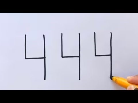 How to draw Elephant from number 444 | Easy Elephant drawing for beginners | हाथि चित्र