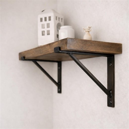 Heavy Duty Steel Shelf Brackets, Set of 2, Reinforced Equal-arm Wall Supports for Floating Shelves, Industrial, Black/white/raw - Etsy Canada