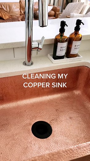 Shiny Copper Sink Cleaning Routine