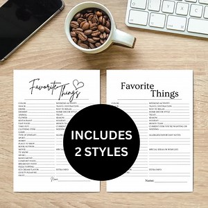 Favorite Things List Questionnaire | Favorites List Printable | Favorites Survey | List of Favorites Questions | Instant Download PDF Print - Etsy