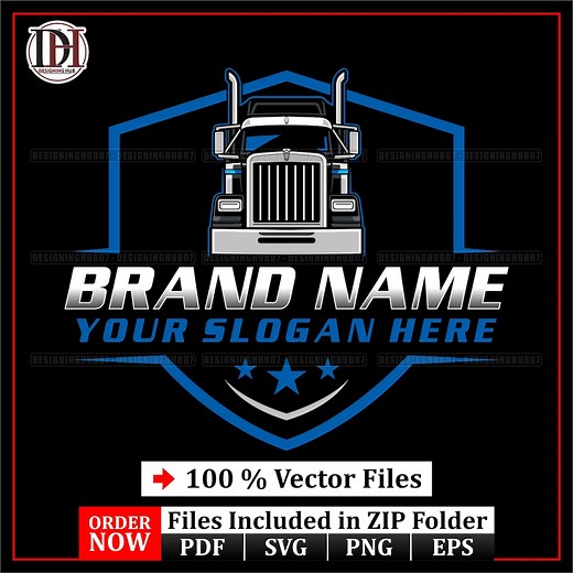 Trucking Logo Template | Editable Freight Company Shield Emblem | Semi Truck Vector Design | Pdf Svg Png Eps for Logistics & Transport - Etsy