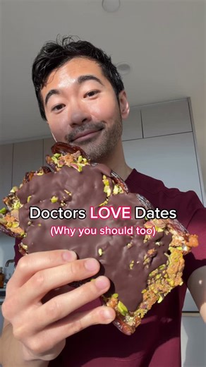 Dr. Tim Tiutan | Internal Medicine on Instagram: "Healthy Date Bar Recipe! Ingredients: Medjool dates Nut butter (almond or peanut butter) [great source of protein] Pistachios (crushed) - [protein, fiber] Dark chocolate at least 60% cacao, choose one with the lowest added sugar (can add less to lower sugar content) On top of parchment paper, lay out medjool dates, put melted nut butter (microwave for 30-60 sec), add crushed pistachios, then add melted dark chocolate. Just be sure to melt the dar